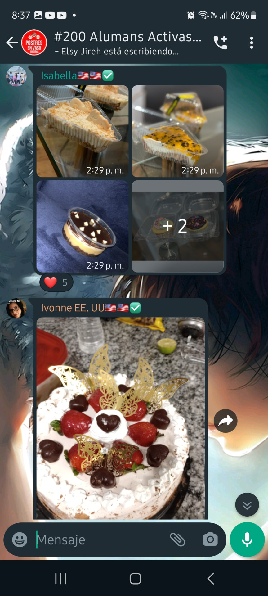 Mensajes de clientes pidiendo postres